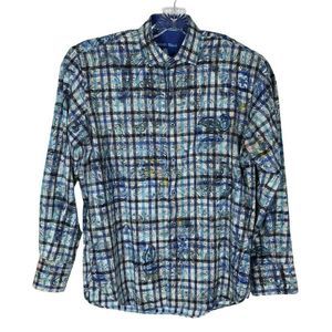 Luchiano Visconti Black Plaid Long Sleeve Men’s Shirt Sz S